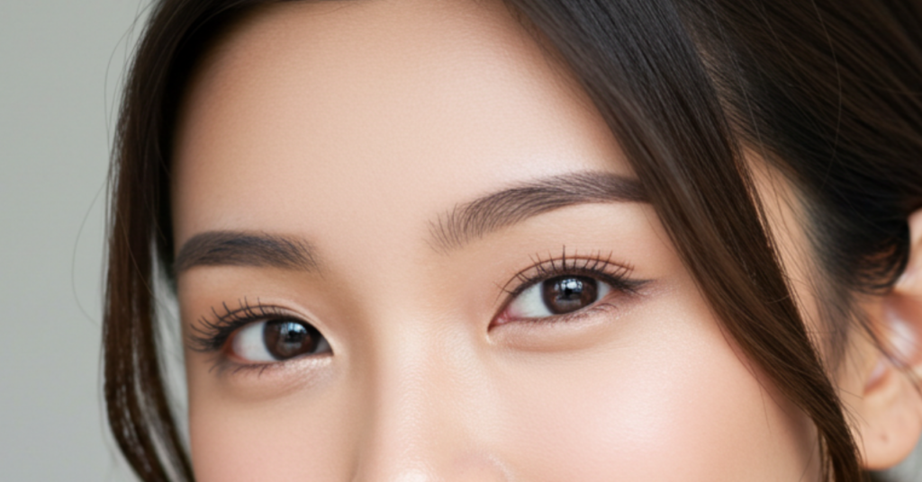 女性の目元のやや斜めからのアップ