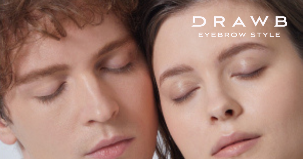 DRAWBのイメージモデルの男性と女性の顔のアップ