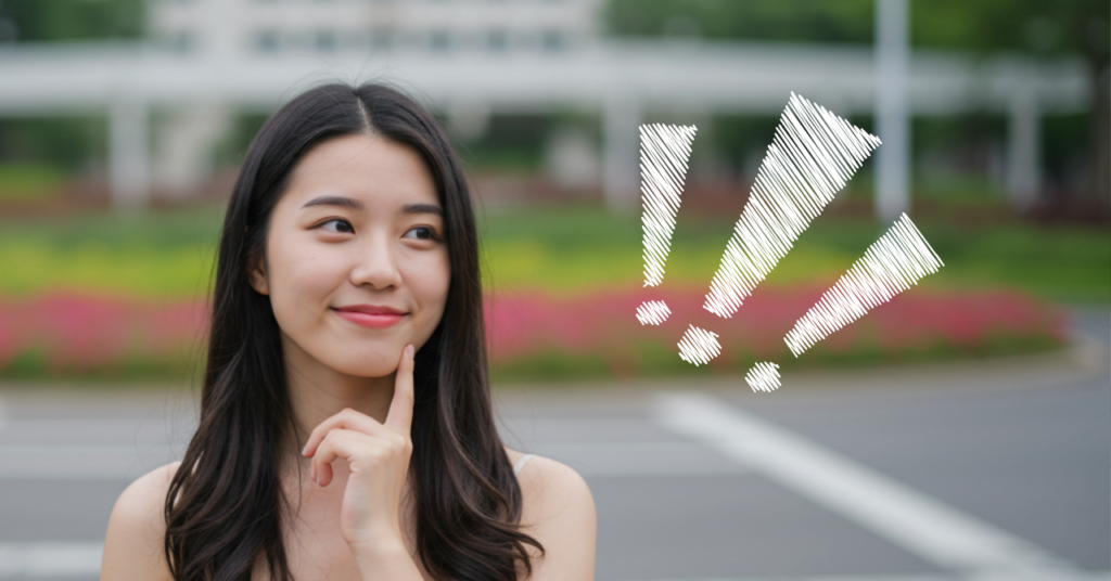 女性が口元に人差し指を当てて微笑んでいる画像